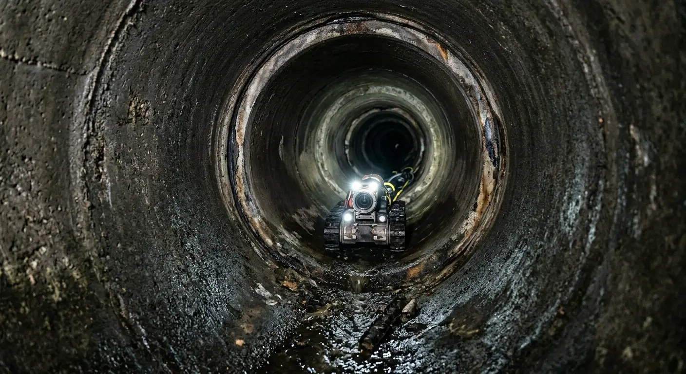 Robotic sewer camera inspecting pipe interior for Drain Snake Service in Lake Elmo